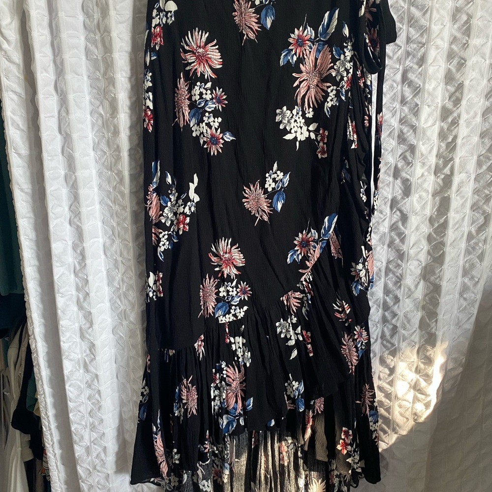 Cotton Candy Black and Pink Floral High Low Skirt